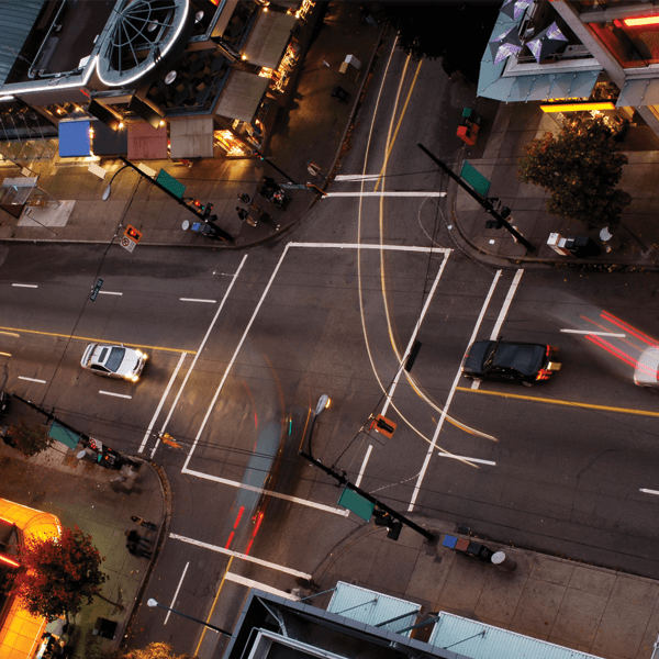 city intersection from above